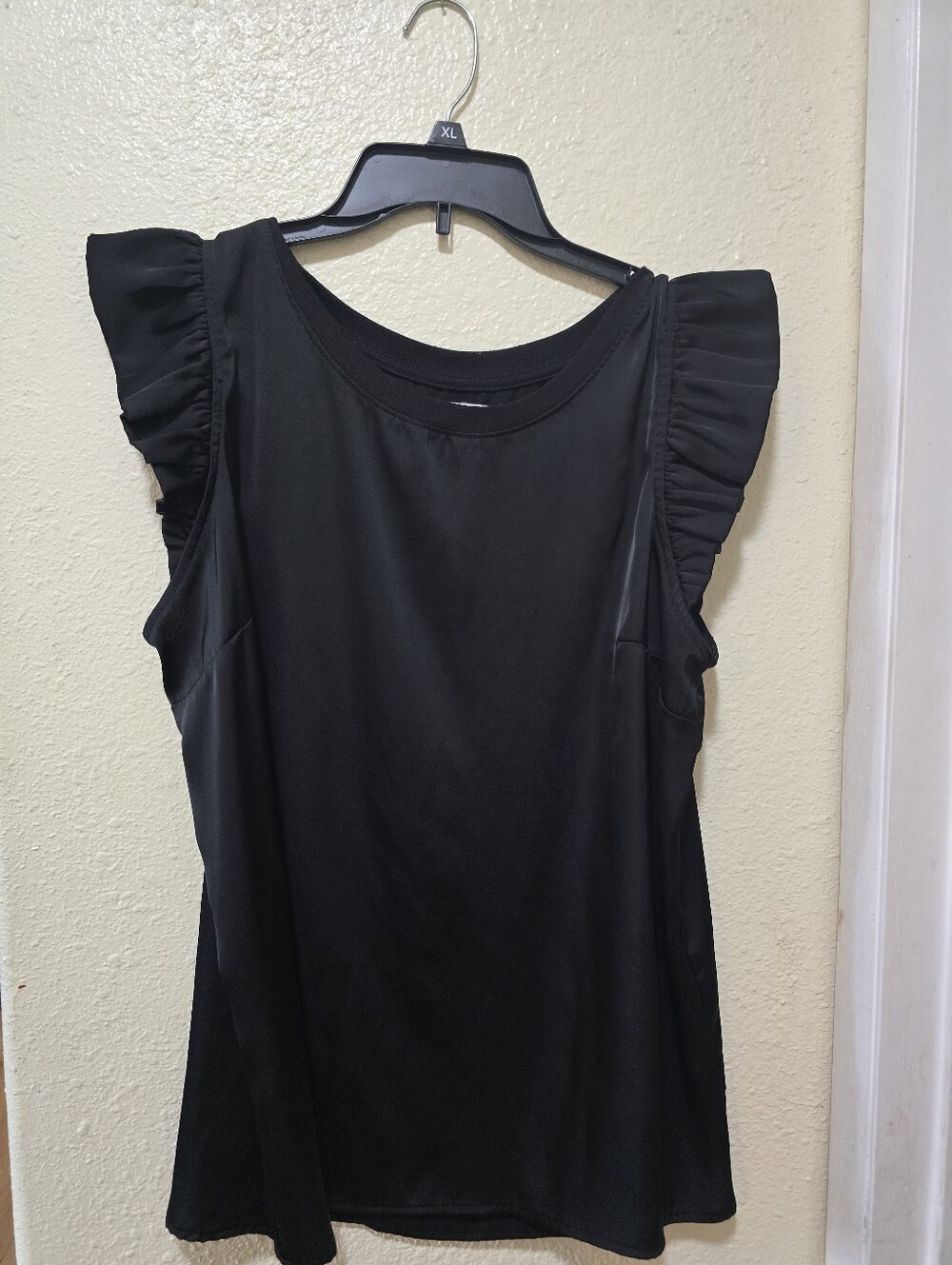 Maurices Satin Black Ruffle Sleeve Women's Top